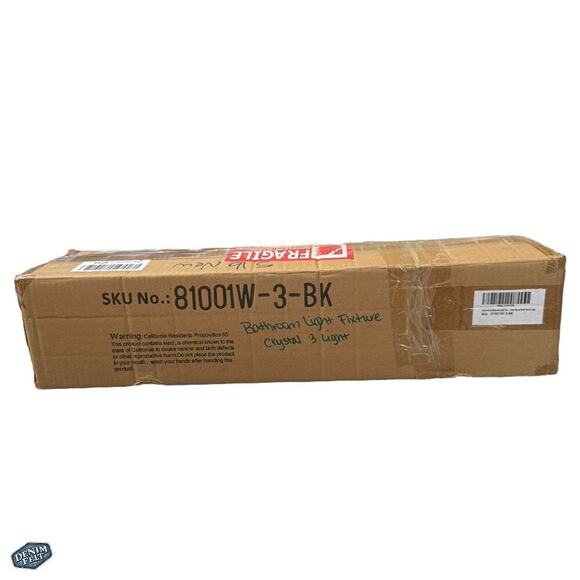 Black Bathroom Light Fixtures, 3-Light Crystal Vanity Lights Over Mirror | NEW - Picture 5 of 8